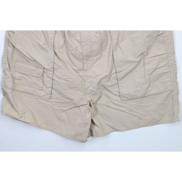 Vintage 90s Lands End Mens XL Belted Lined Above Knee Shorts Baggies Beige Nylon - Picture 4 of 11
